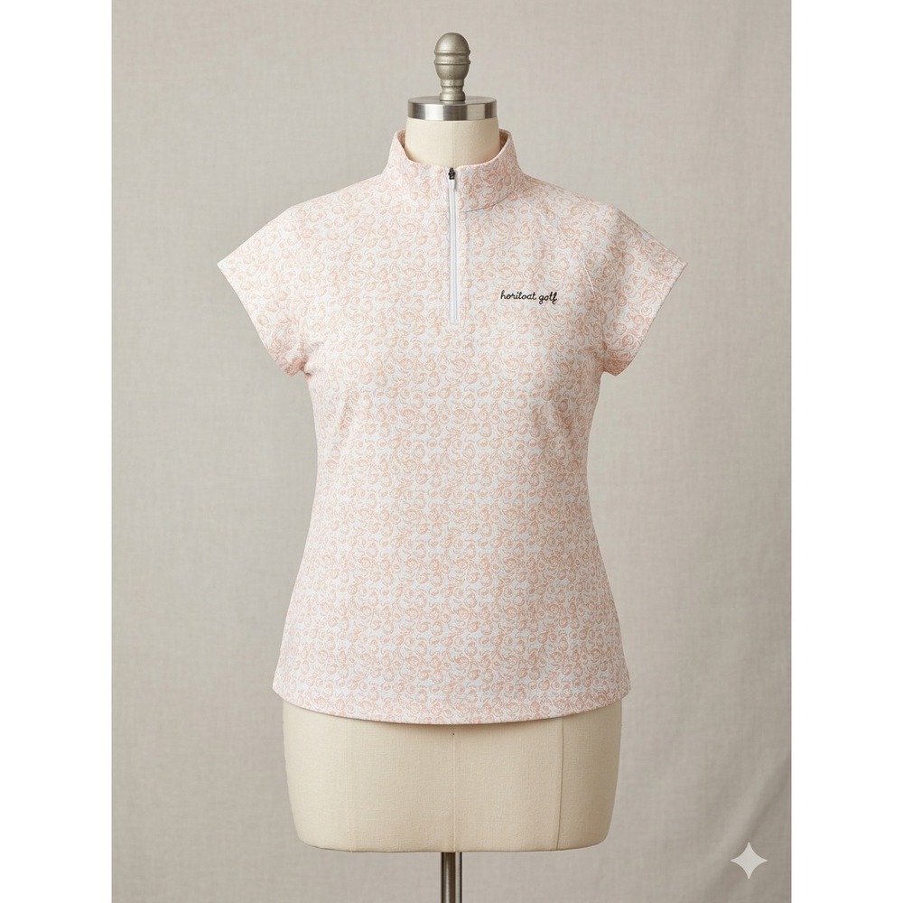 Barstool Golf Georgia Peach Quarter Zip Cap Sleeve‎ Performance Top XL Girls